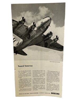 1944 Boeing 307 Stratoliner TWA Plane WW2 Airplane National Geographic Print Ad